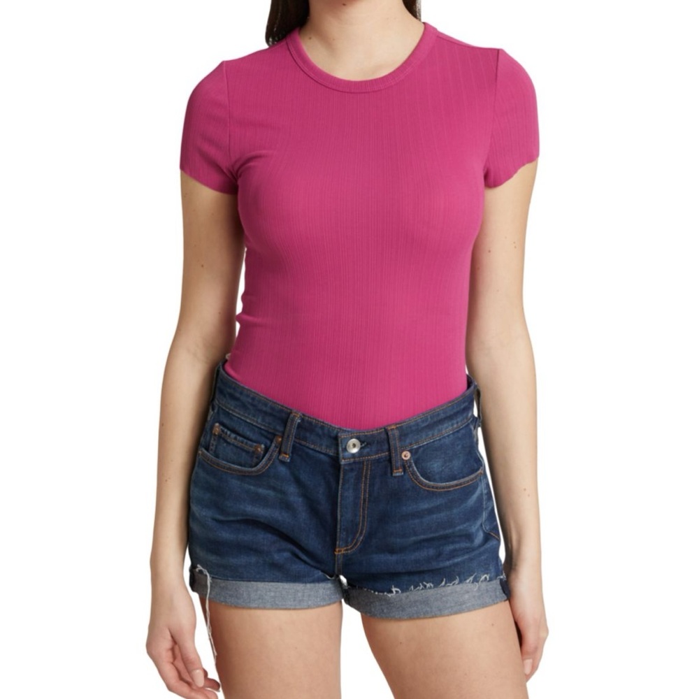Rag & Bone Zoe Tee Shirt Small in Deep Pink NWT